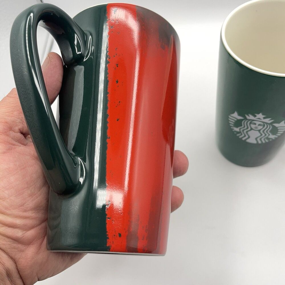 Starbucks Mugs 2021 Holiday Brush Strokes 16 oz Tall Ceramic Coffee Set of 2 - Picture 10 of 16
